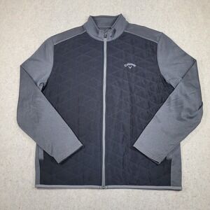 Callaway Golf Jacket Mens XL Gray Black Full Zip Mock Neck‎ Long Sleeve